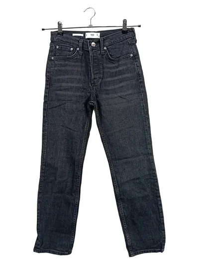 MNG Mom Jeans Damen Gr. 34 Schwarz Casual High Waist Denim Hose