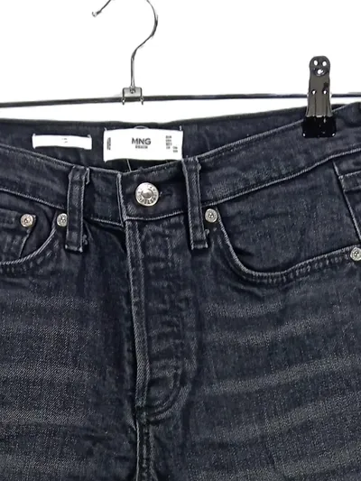 MNG Mom Jeans Damen Gr. 34 Schwarz Casual High Waist Denim Hose