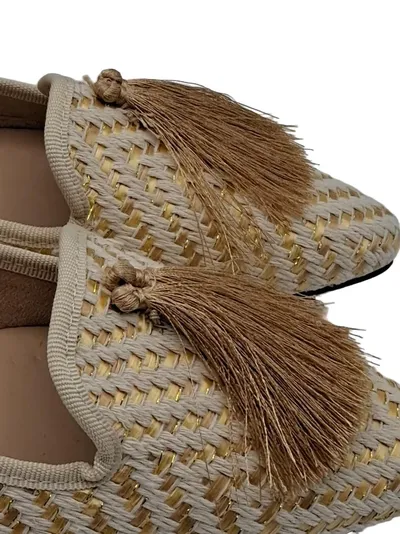 Sfera Loafer Ballerinas Damen Quaste Geflochten Beige Gr. 39
