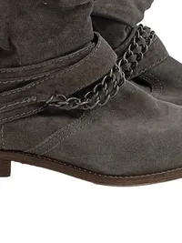 Bullboxer Damen Stiefelette Wildleder Grau Gr. 39 Casual Slip-On Lederdetails 3