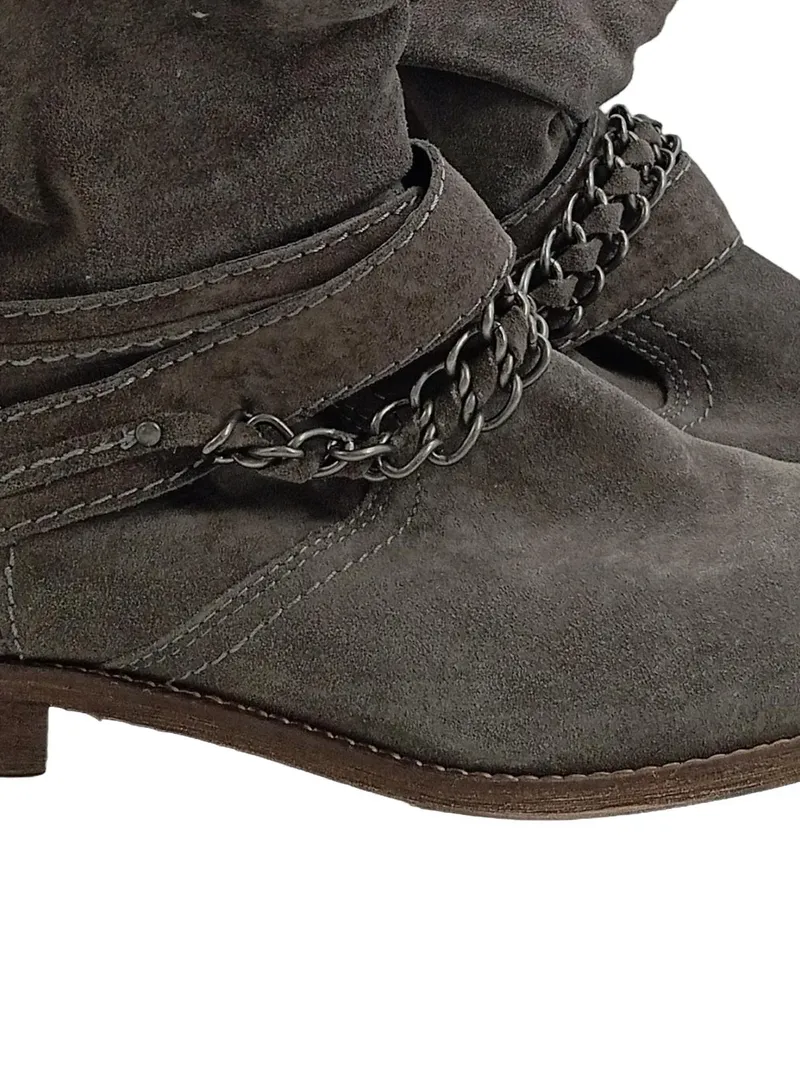 Bullboxer Damen Stiefelette Wildleder Grau Gr. 39 Casual Slip-On Lederdetails 3