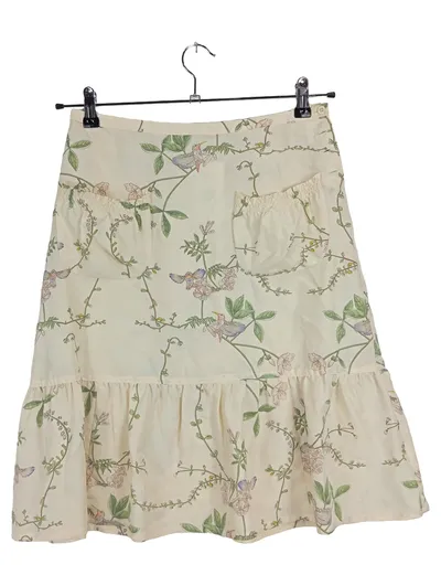 mng Damen A-Linienrock Gr. 38 Blumenmuster Vögel Mehrfarbig Feminin