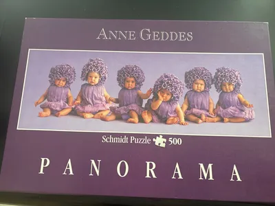Schmidt Puzzle Anne Geddes Panorama 500 Teile Babys Blumen Lila