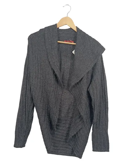EDC Damen Strick Poncho Grau Gr. 42/XL Casual Alpaka Wolle