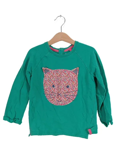 Next Mädchen Langarmshirt Katze Tiermotiv Applikation Grün 110