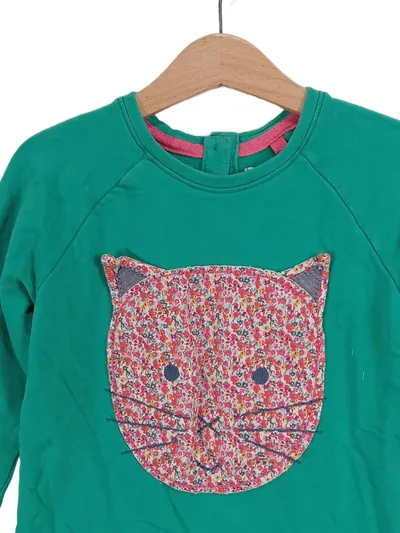 Next Mädchen Langarmshirt Katze Tiermotiv Applikation Grün 110