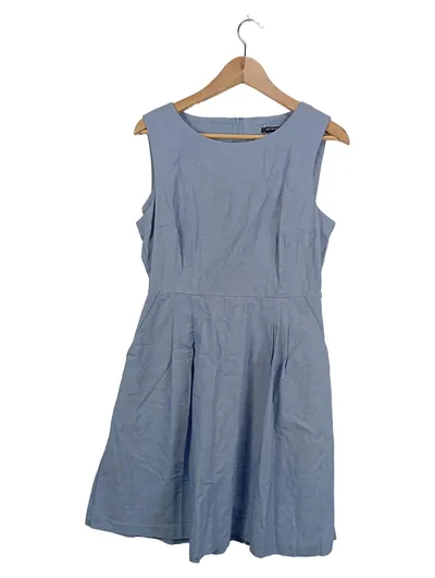 ORSAY Damen Kleid A-Linie Gr. 38 Blau Baumwolle ärmellos Sommer
