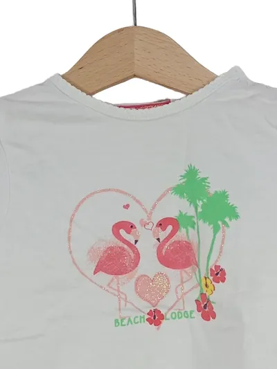 Liegelind T-Shirt Mädchen Gr. 74 Weiß Flamingos Tiermotive Charmant