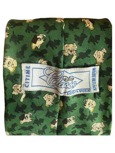 Disney Classic Krawatte 101 Dalmatiner Seide Grün Herren Made in Italy