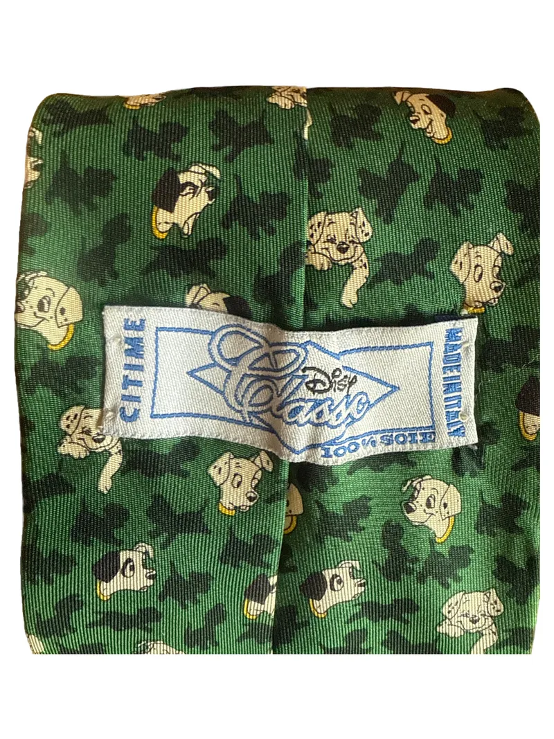 Disney Classic Krawatte 101 Dalmatiner Seide Grün Herren Made in Italy 2