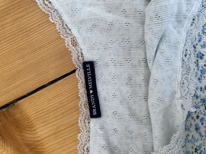 Brandy Melville Damen Top 36/S Blumenmuster Spitze Casual Mehrfarbig 4