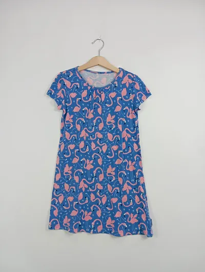 JAKO-O Kinderkleid Flamingomuster Gr. 116/122 Blau Freizeitkleid