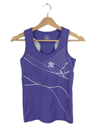 Puma Damen Sport Tank Top Lila Gr. 36/S Logo Print Polyester Ärmellos