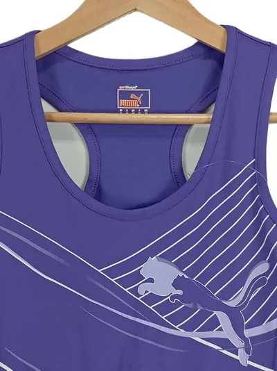 Puma Damen Sport Tank Top Lila Gr. 36/S Logo Print Polyester Ärmellos
