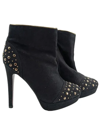 Buffalo Damen Stiefelette Schwarz Gr. 40 Modisch mit Nieten High Heels