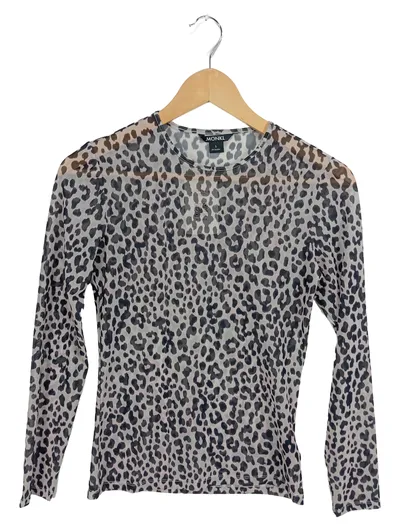 Monki Damen Langarmshirt Leopardenmuster Animal Print Gr. 36;S Mehrfarbig