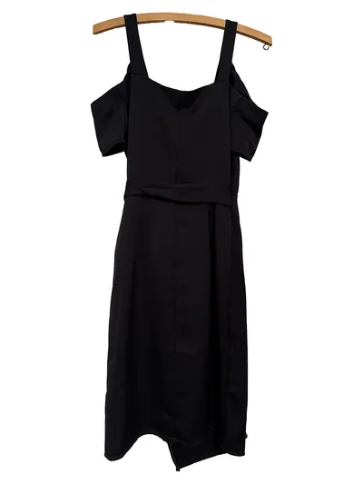 AllSaints Damen Sommerkleid Gr. 32/XXS Grau Elegant Cold Shoulder
