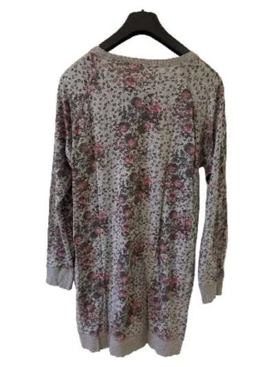 Schiesser Damen Nachthemd Gr. L/40 Grau Blumenmuster Baumwolle Modal