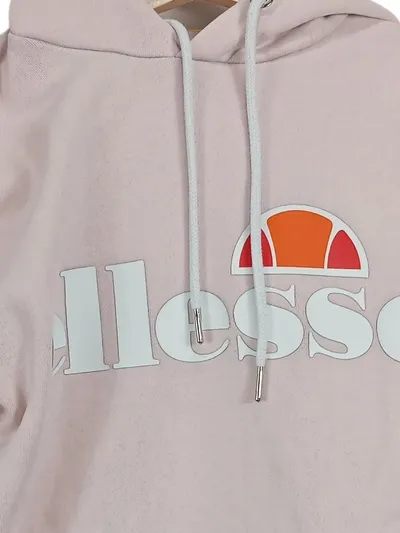 Ellesse Damen Kapuzenpullover Rosa Gr. 34/XS Logo Print Baumwolle Casual