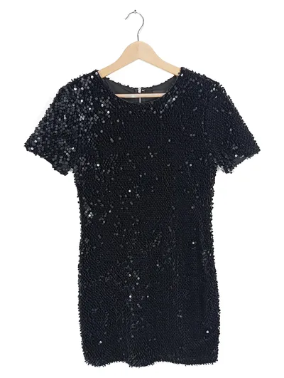 Topshop Damen Abendkleid Pailletten Schwarz Gr. 38/M Glamourös Reißverschluss