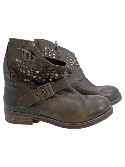 Buffalo London Damen Stiefelette Gr. 41 Braun Nieten Modisch Biker Boots