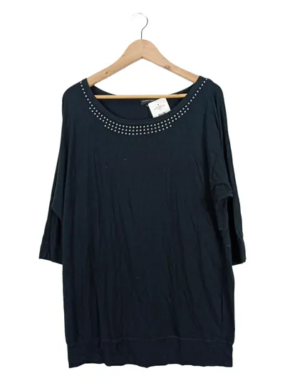 Gianna Mae Damen Hemdbluse Shirt Nieten Schwarz Gr. 44/XXL Casual
