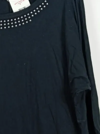 Gianna Mae Damen Hemdbluse Shirt Nieten Schwarz Gr. 44/XXL Casual