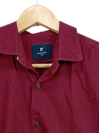 Pierre Cardin Herren Freizeithemd Rot Gr. 48/M Casual Langarm