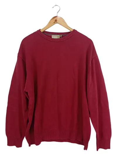 Fairfield Herren Pullover Rot Gr. XXL Casual Baumwolle Rippstrick Logo