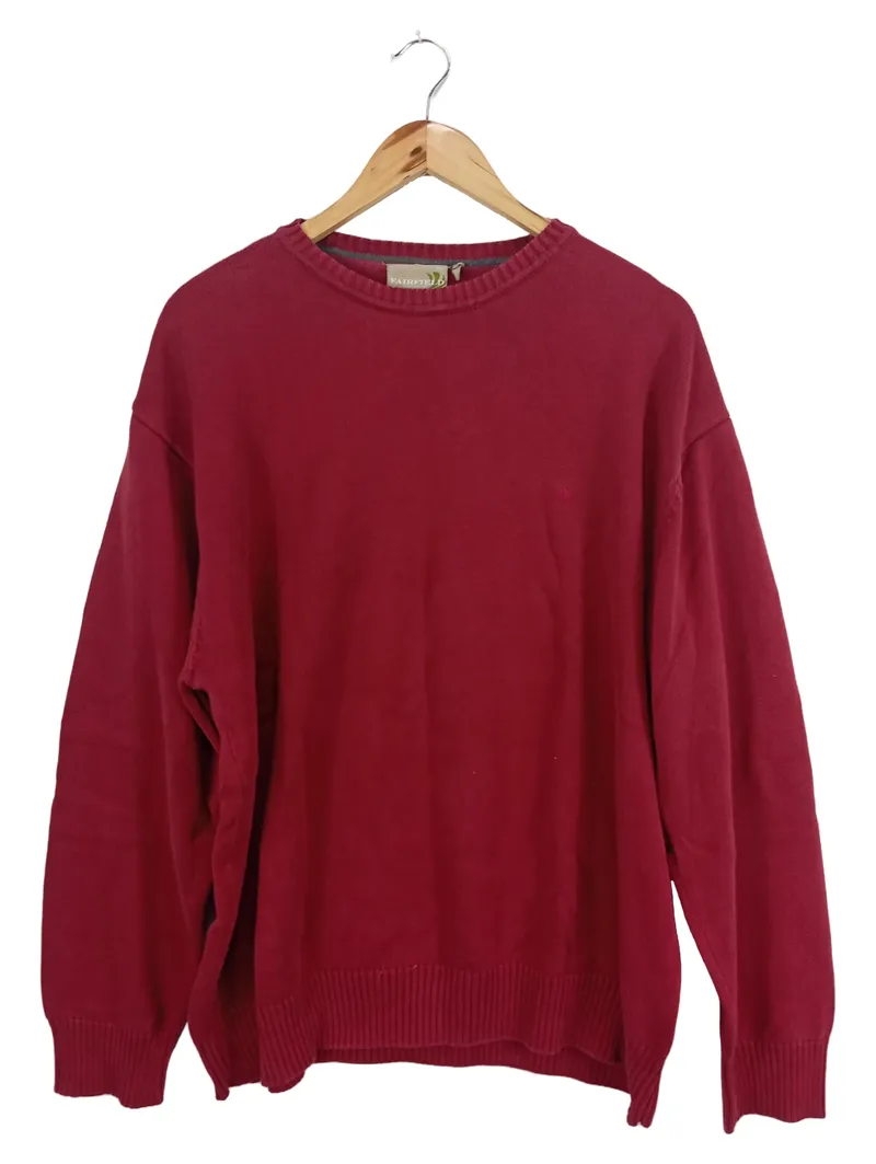 Fairfield Herren Pullover Rot Gr. XXL Casual Baumwolle Rippstrick Logo 1
