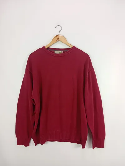 Fairfield Herren Pullover Rot Gr. XXL Casual Baumwolle Rippstrick Logo