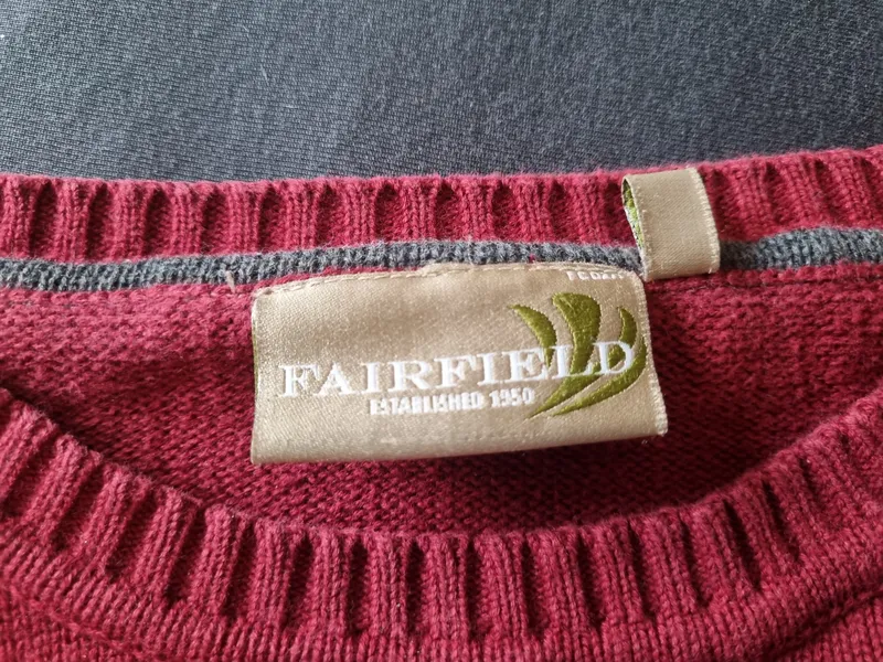 Fairfield Herren Pullover Rot Gr. XXL Casual Baumwolle Rippstrick Logo 3