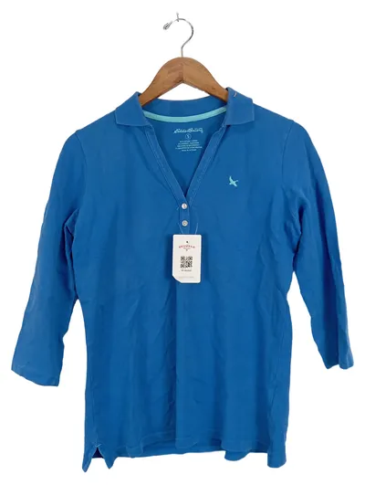 Eddie Bauer Damen Poloshirt 36/S Blau Casual 3/4-Arm
