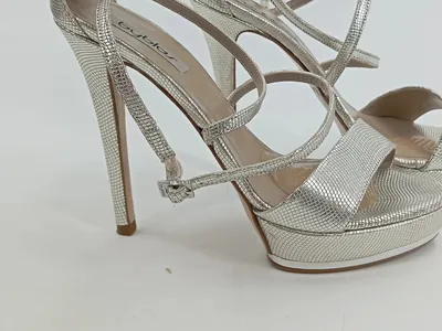 Byblos Damen Sandaletten Silber Gr. 39 Elegant High Heels Plateau Party Schuhe