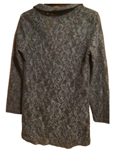 Anna Justper Strickjacke Damen Elegant Spitze Blau Gr. 38 M Floralmuster Langarm