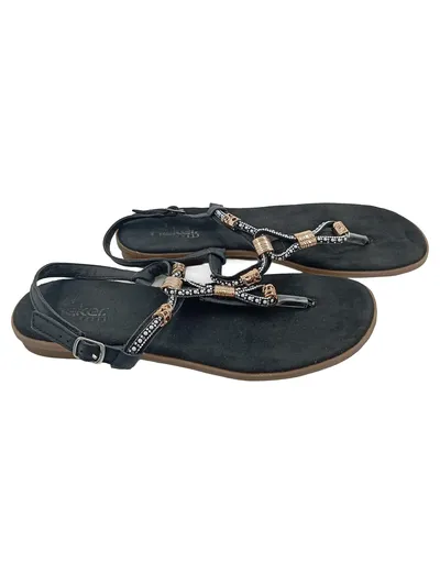 Rieker Damen Zehentrenner Sandalen Gr. 39 Schwarz Modisch Strass