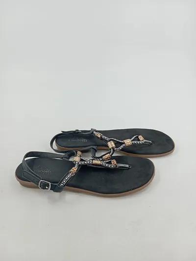 Rieker Damen Zehentrenner Sandalen Gr. 39 Schwarz Modisch Strass