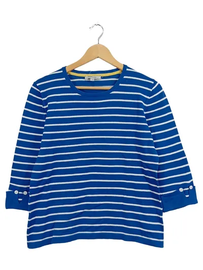 COOLCODE Damen Pullover Gestreift Blau Weiß Gr. 40/L Baumwolle Casual