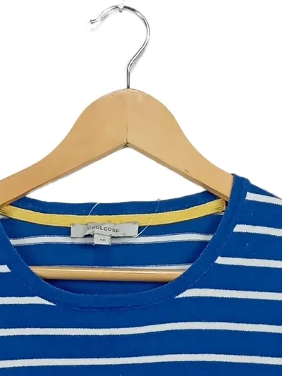 COOLCODE Damen Pullover Gestreift Blau Weiß Gr. 40/L Baumwolle Casual