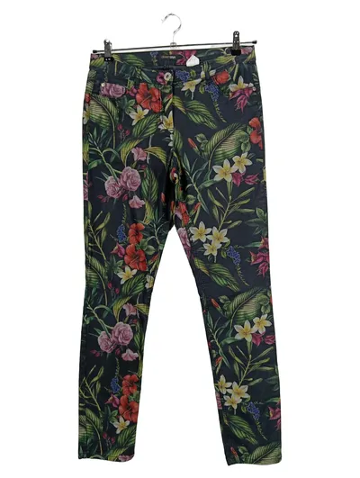 Dreamstar Damen Stoffhose Blumenmuster Mehrfarbig Gr. 40 Casual