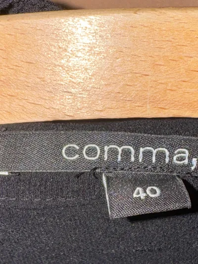 comma Damen Hemdbluse Gr. 40 L Schwarz Casual Viskose Kurzarm