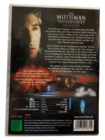 EuroVideo Die Mothman Prophezeiungen DVD Richard Gere Horror Okkultismus