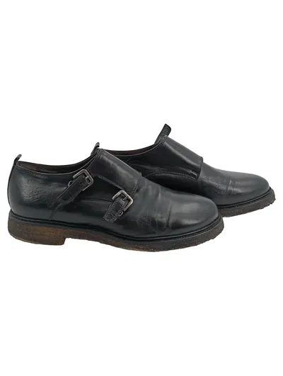 ROCCO P. Herren Monk Strap Schuhe Leder Schwarz Gr. 41 Elegant