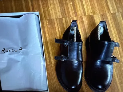 ROCCO P. Herren Monk Strap Schuhe Leder Schwarz Gr. 41 Elegant