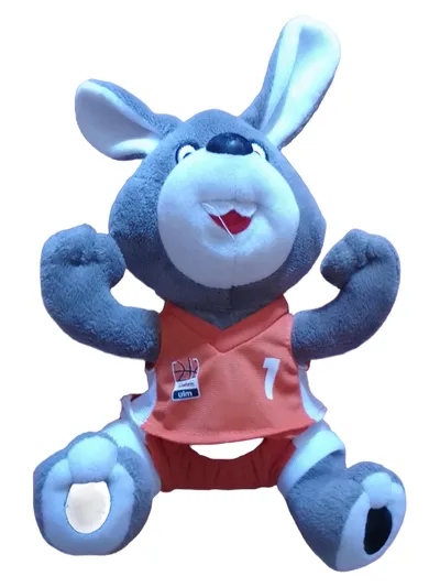 ratiopharm Kuscheltier Hase Plüschtier Basketball Trikot Nr. 1 Grau Orange 20cm