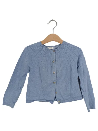 Next Strickjacke Mädchen Gr. 104 Blau Strukturmuster Cardigan Baumwolle Langarm