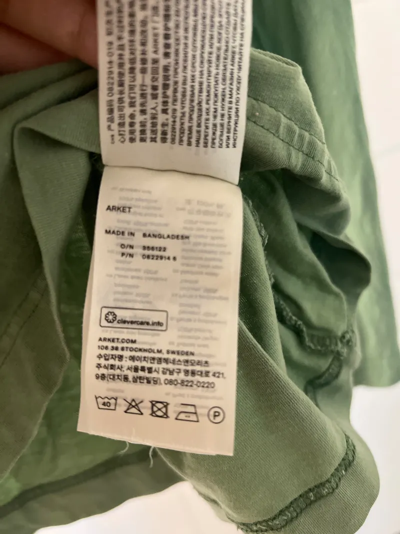 Arket Langarmshirt Herren Gr. M Grün Basic Baumwolle Rundhals 4