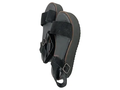 Coolway Damen Plateausandalen Zweiriemen Schnallen Wildleder Schwarz 39