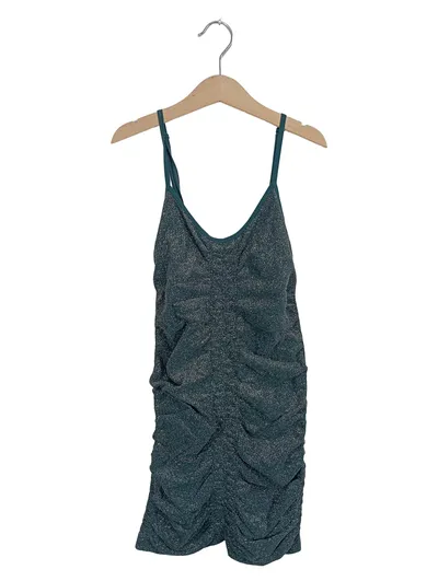 Urban Outfitters Damen festliches Kleid Gr. 36/S Petrol Glitzer Raffung
