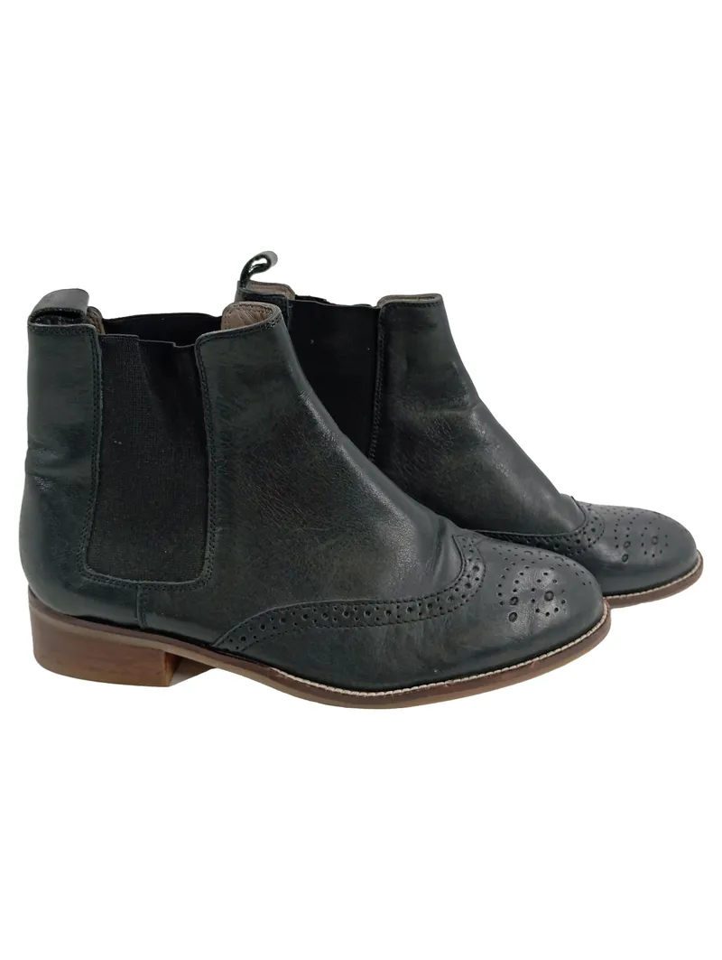 COX Chelsea Boots Herren Stiefelette Leder Gr. 39 Schwarz Klassisch Brogue 1
